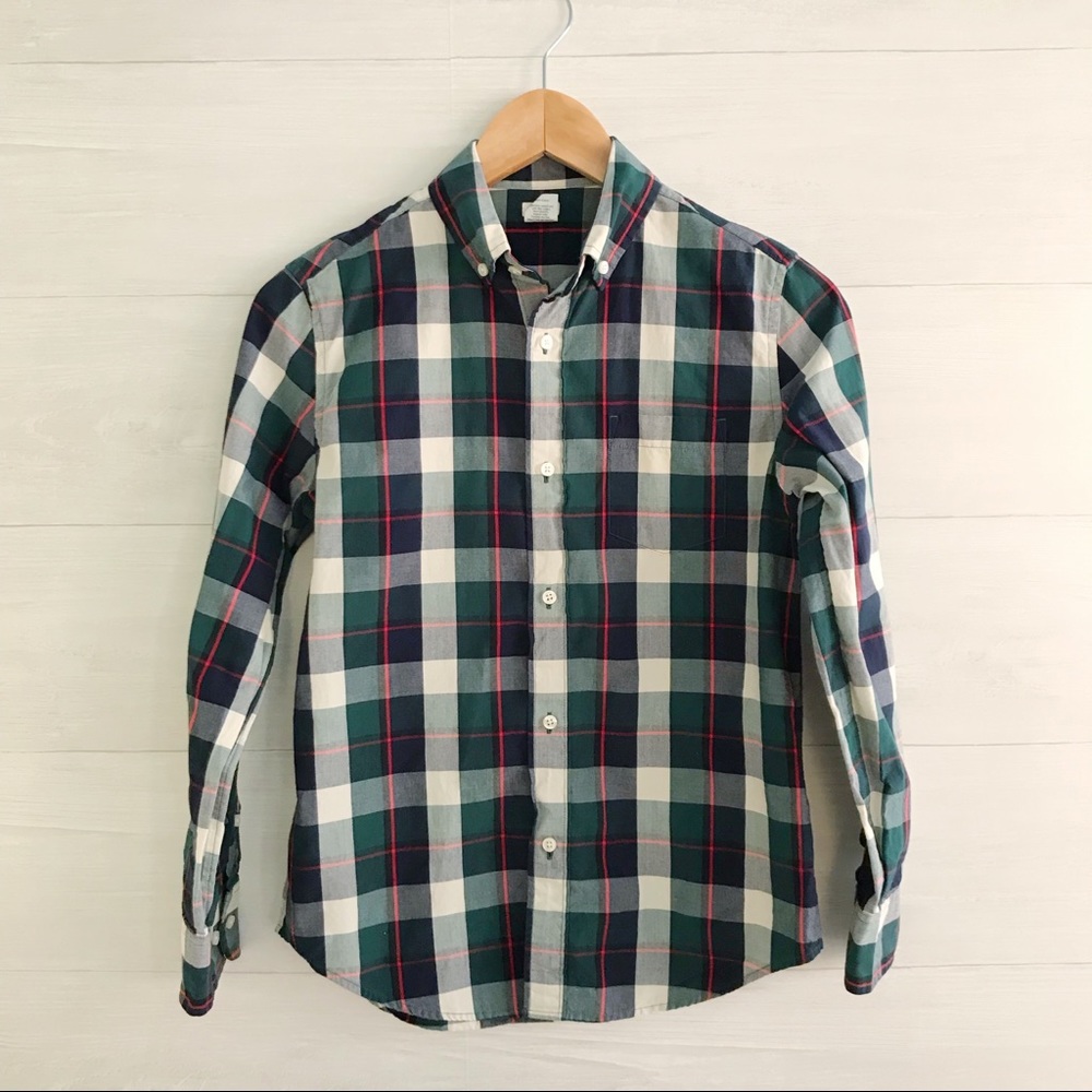{Crewcuts} Plaid cotton button down shirt, sz 12
